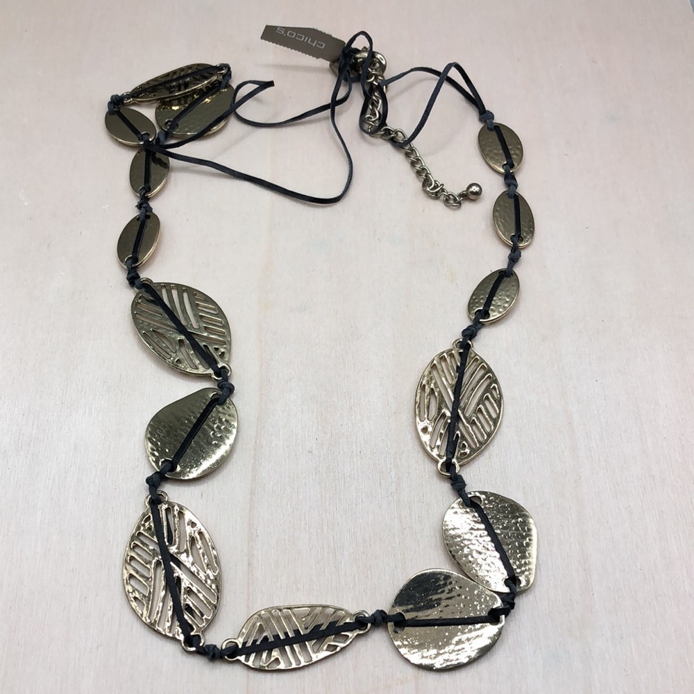 New Chico's modernist statement style corded long necklace.